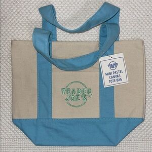 Trader Joe's Mini Pastel Canvas Tote Bag - Blue